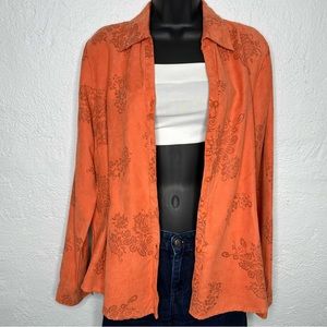 Lemongrass Ultra Suede Button Down Boho Shirt Shacket Large